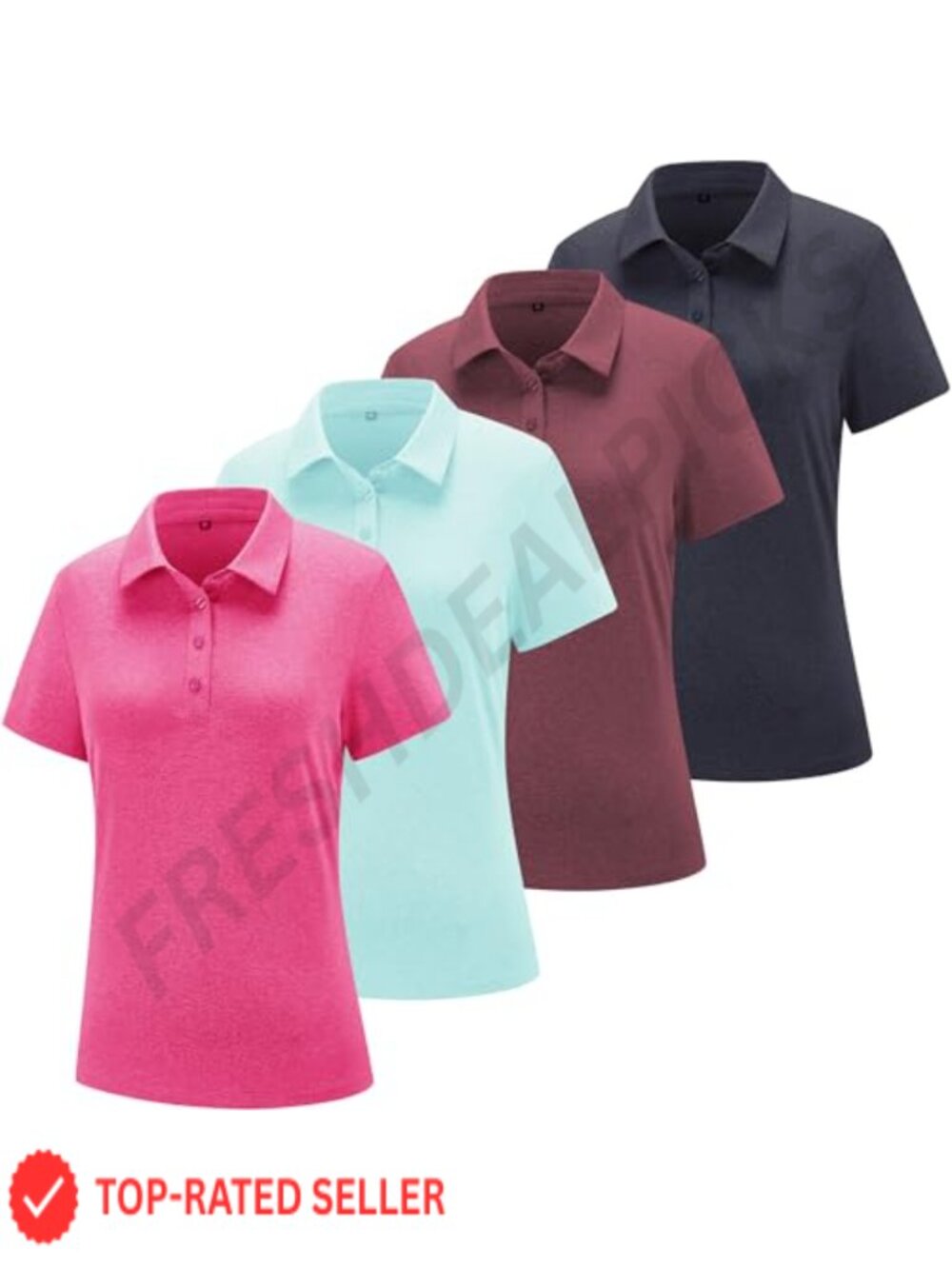 Women's Quick-Dry Golf Polo Shirts Short Sleeve Athletic Tops 4-Button